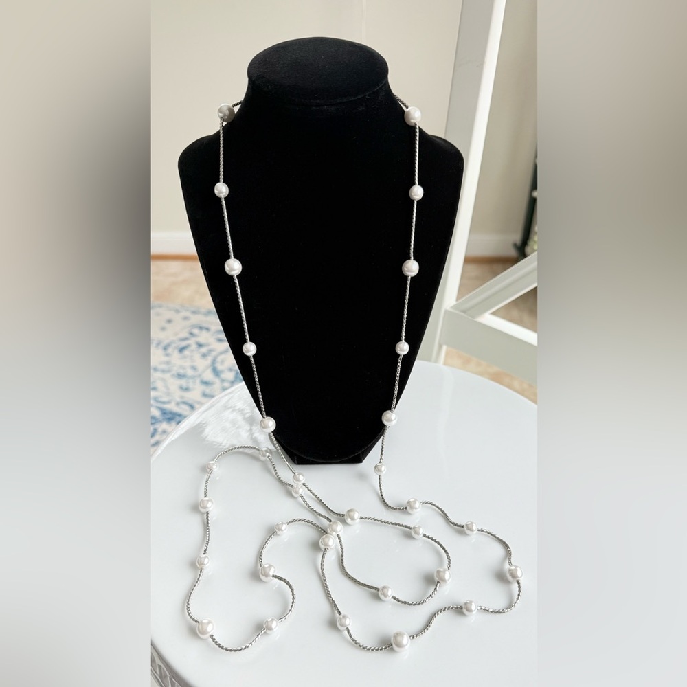 Park Lane “Shannel” Silver Faux Pearl Necklace - Picture 6 of 9